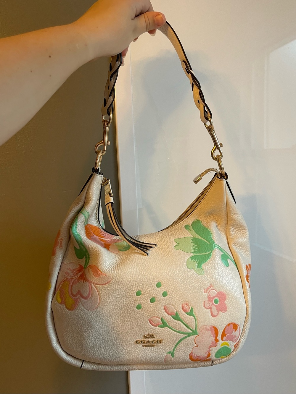 Coach leather floral purse